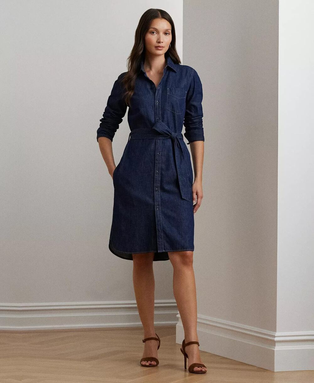 Lauren Ralph Lauren Belted Denim Shirtdress Blue Size XL 3841